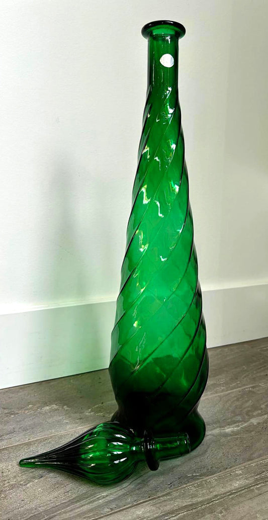 Empoli Genie Bottle | 'Swirl' |Emerald Green | Italy | 66 cm