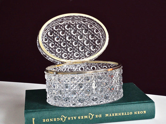 Crystal jewelry box - Baccarat style with brass | Italy | ca. 1960–1980 Atelier Aeris