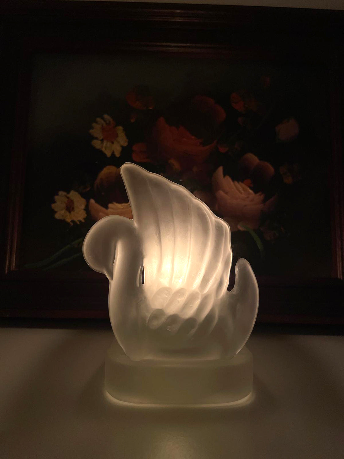 Art Deco Style Swan Tealight Holder | Frosted Glass