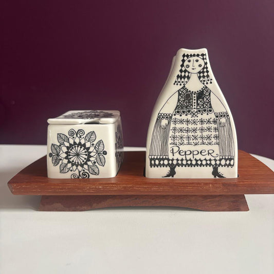 Figgjo Flint Condiment Set on Teak Tray Atelier Aeris