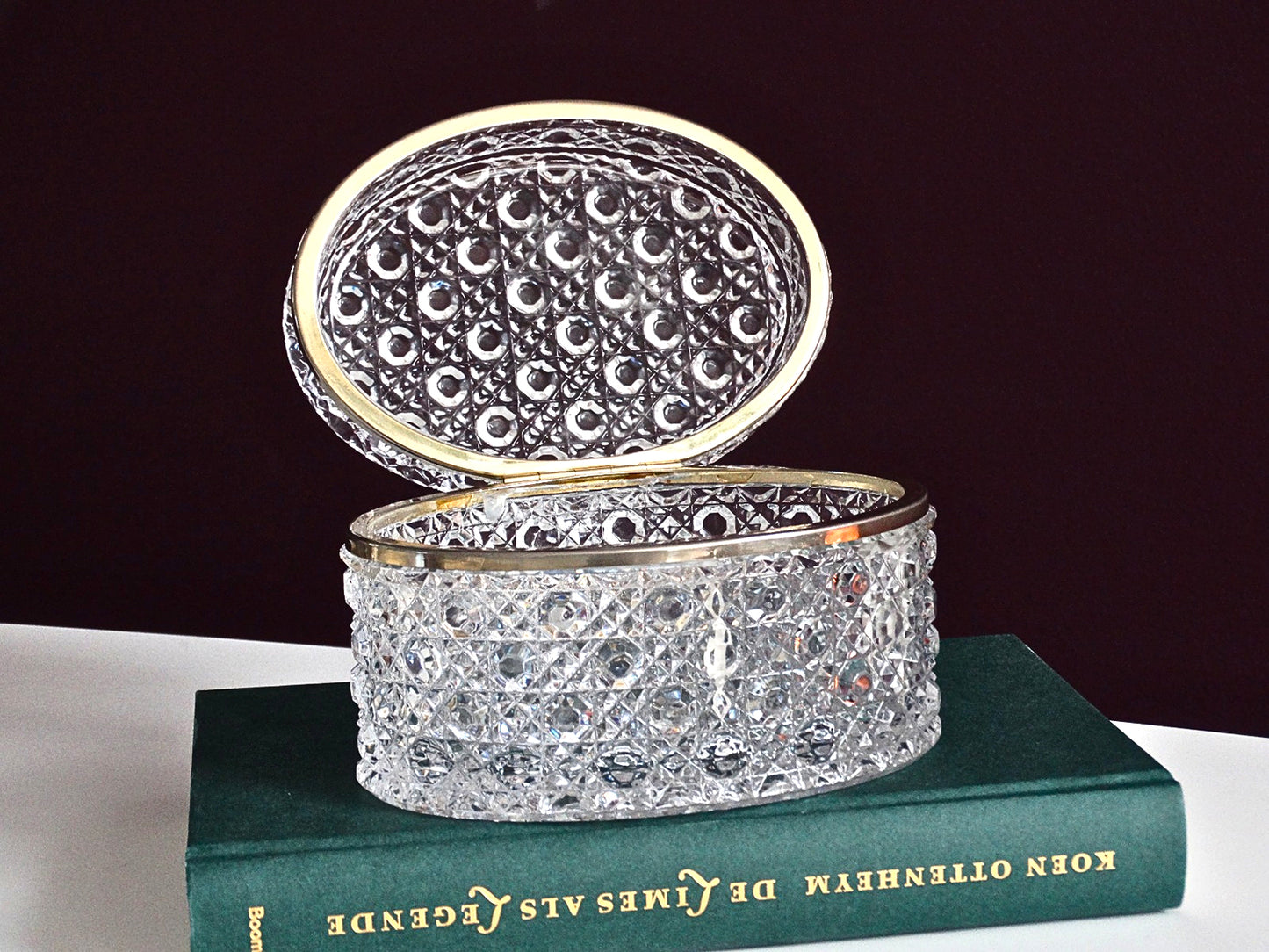 Crystal jewelry box - Baccarat style with brass | Italy | ca. 1960–1980