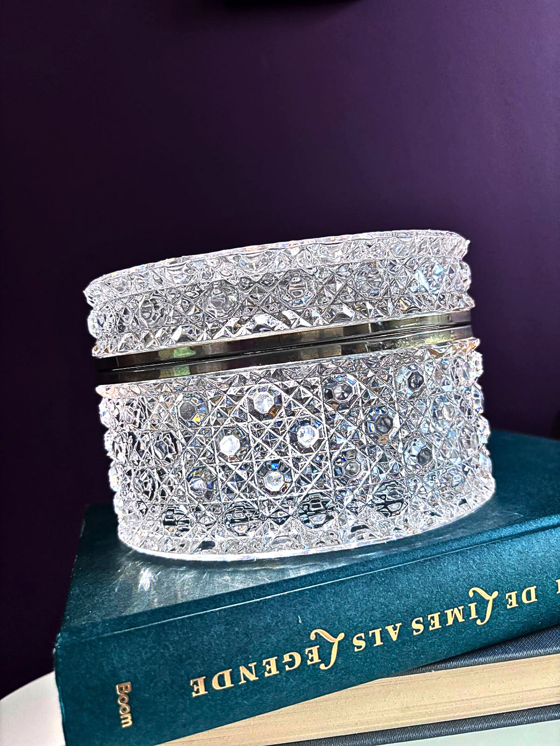 Crystal jewelry box - Baccarat style with brass | Italy | ca. 1960–1980
