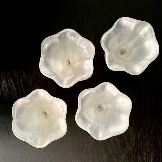 Italian mother-of-pearl ice cream coupes – set of 4 | Mid-Century glass