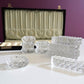 Crystal knife rests & salt cellars in original case | 18-piece set