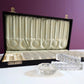 Crystal knife rests & salt cellars in original case | 18-piece set