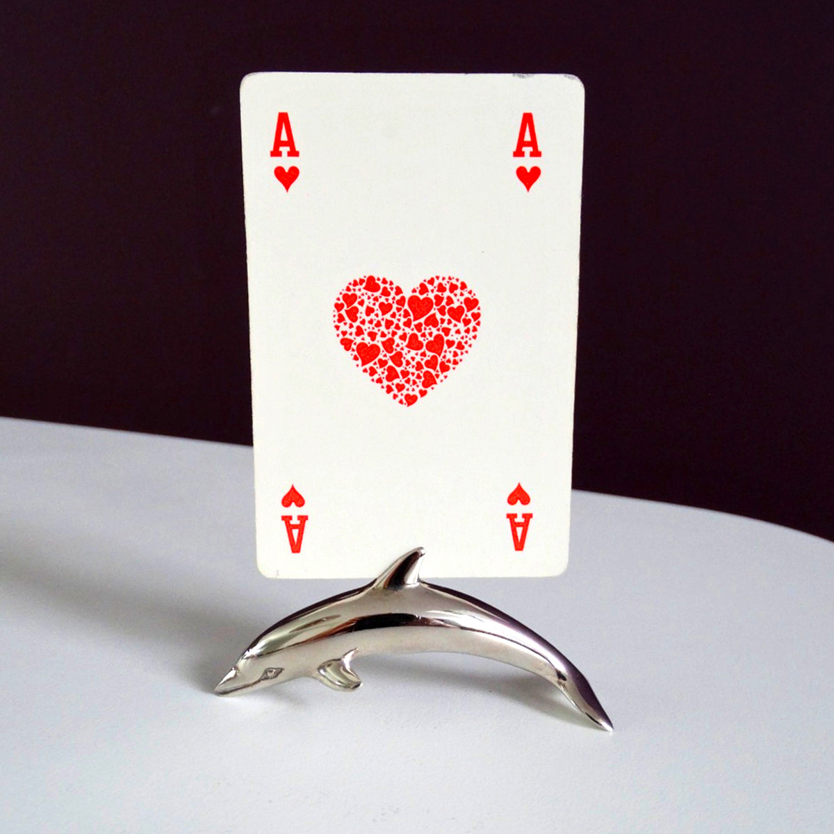 Silver-Plated Dolphin Name Card Holders | Set of 6