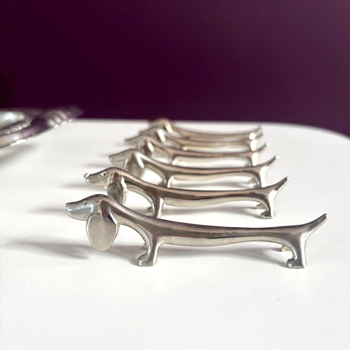 Silver-plated dachshunds (knife rests) - 6