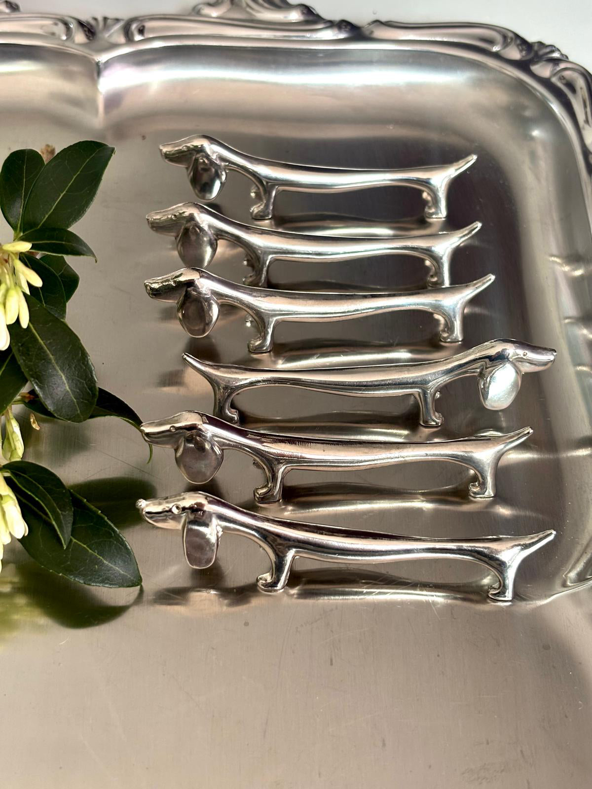 Silver-plated dachshunds (knife rests) - 6