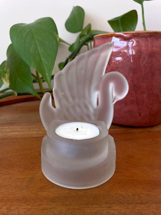 Art Deco Style Swan Tealight Holder | Frosted Glass