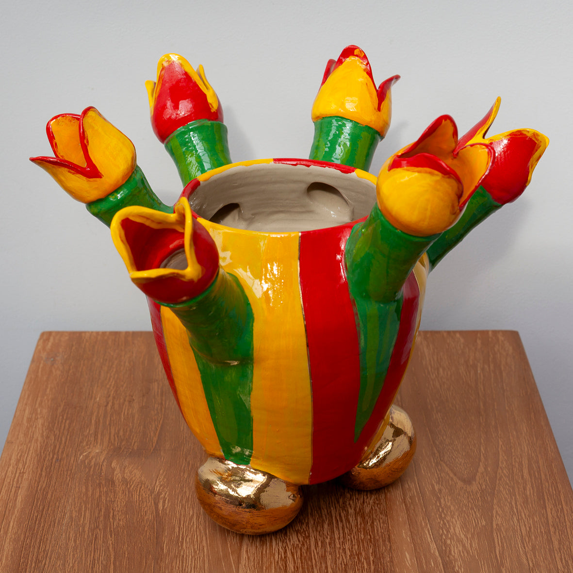 Stripey tulip vase draumr